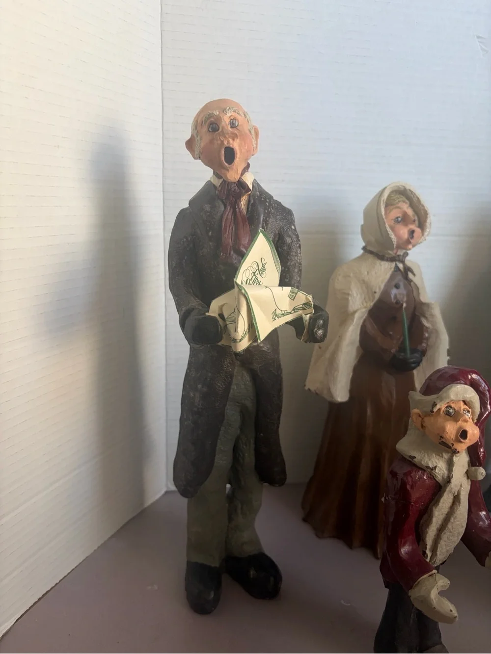 PJ's Christmas Carolers Dickens Figurines Tiny Tim Vintage 1980's Signed